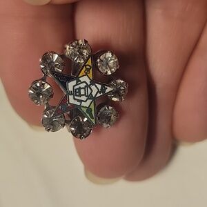 Order of Eastern Star Brooch with Rhinestones